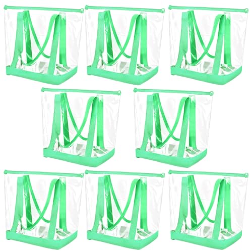 Reginary 8 Pcs Clear Tote Bags Shoulder Handbag Security Approved See Through Bag with Zipper Closure for Sport Event Travel - color: Green