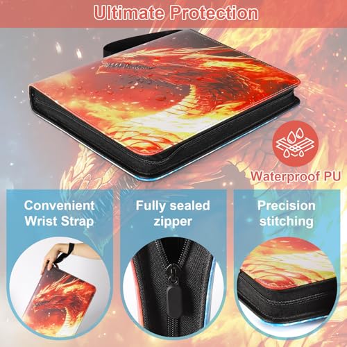 Fire & lce Dragon 9 Pocket Trading Card Binder Album Holds 900 Cards - color: Fire & Ice Dragon