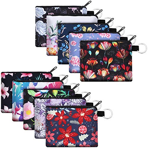 Boao 10 Pcs Small Change Coin Purse - size: 4.52 x 3.74 Inch, style: Natural Flower Print