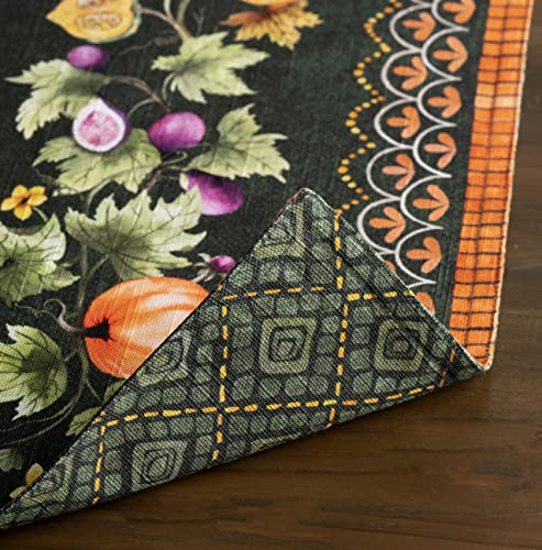 Maison d' Hermine Placemats Set of 4 Reusable 100% Cotton (13"x19") - color: 047 - Pumpkin Garden - Dark Green, size: 13" X 19" (Pack of 4)