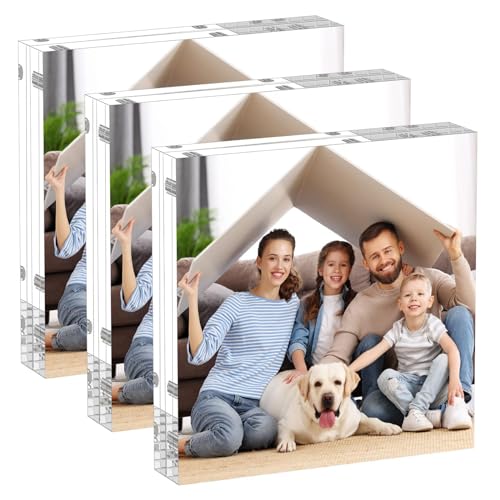AITEE 5x5 Acrylic Picture Frames 3 Pack, Clear Picture Frames，20% Thicker - size: 5x5
