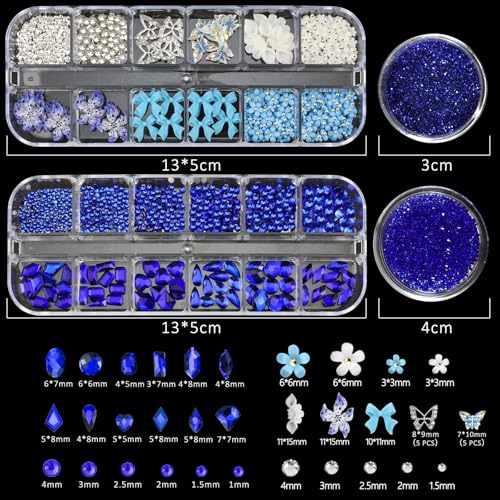 Nail Charms with Blue Rhinestones for Women Nail Design - color: Colorful-21