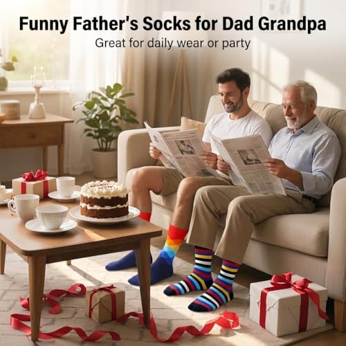 WeciBor Men's Combed Cotton Novelty Crew Socks Size 7-15 - color: Red/Yellow/Blue/Green/Multicolor Geometry-12m, size: 7-12