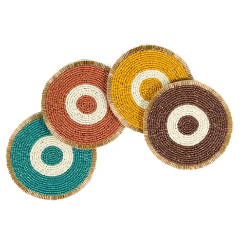 Folkulture Fall Coasters Set of 4 for Drink Non Slip, Easy to Clean - 4 Inch - color: Round Evil Eye Enchanment