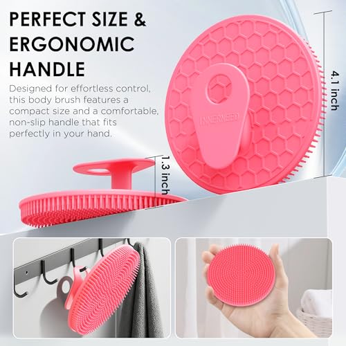 Hygienic Body Cleansing Scrubber with Exfoliating Net Sponge Case,Pack of 2 - color: (Set4) Black+pinkset