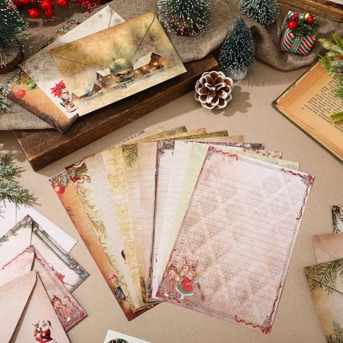 Stationery Paper and Envelopes Set, Christmas Vintage, 5.5 x 8.25 Inch - size: 5.5 x 8.25 Inch, style: Christmas Vintage