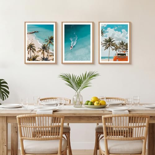 LHIUEM Nature Surfboard Beach Framed Canvas Wall Art,Summer Ocean Surfing Wall Decor,Palm Trees Wall Painting,Modern Picture Artwork for Living Room,Bedroom,Dining Room,Office -12"x16"x3 - color: Beach Surfing Wall Art, size: 12''x16''x3