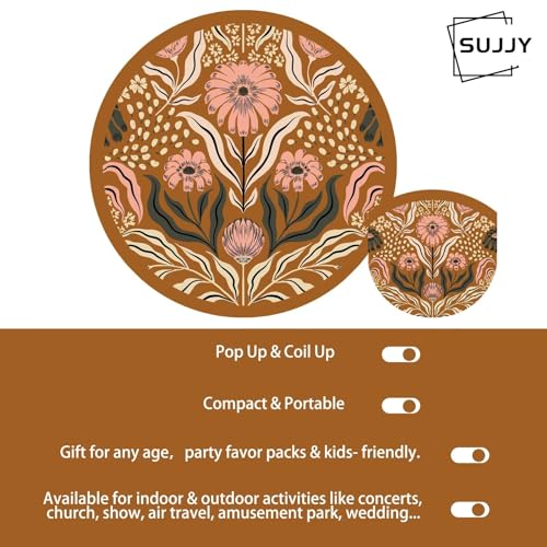 4 Pack Floral Hand Fan Foldable, Multi-Role Round Handheld Fans for Travel, Events, Indoor & Outdoor (Dawn & Dusk) - style: Dawn & Dusk