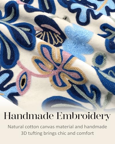 Embroidered Throw Pillow Cover, 18x18 Inch, Abstract - color: Abstract, size: 18" x 18" (Pack of 1)