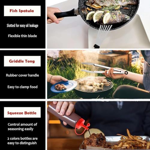 Griddle Accessories Kit of 20, HaSteeL Heavy Duty Metal Spatula Set, Stainless Steel Teppanyaki Tools for Flat Top, Barbecue Grilling Indoor & Outdoor, Melting Dome, Burger Turner, Dishwasher Safe - style: PP handle 20pcs
