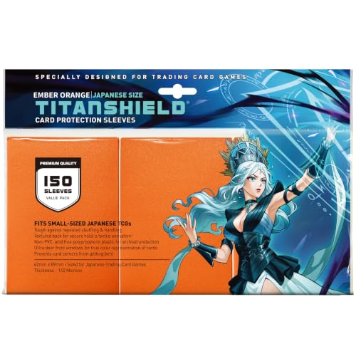 TitanShield Small Card Sleeves, Ember Orange (150 Sleeves) - Fits Yugioh - color: Ember Orange