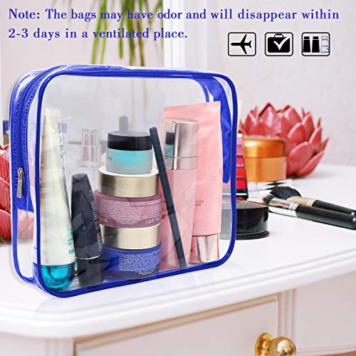 APREUTY 6 Packs Clear Makeup Bags, TSA Approved Toiletry Bags Set, Blue - color: Blue-6PCS(Large+Medium+Small)