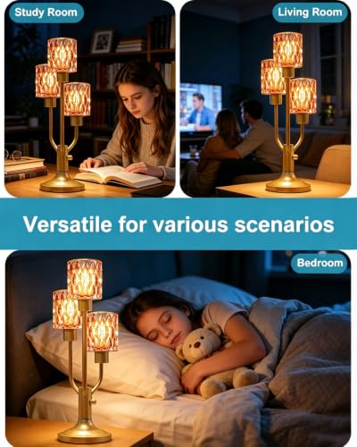 Lightdot Mid Century Modern Red Glass Table Lamp 3 Bulbs Included Dimmable - color: 20-Gold-Pink-Cylinder
