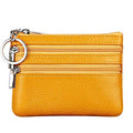 Women Genuine Leather Coin Purse Keychain Change Purse - color: Yellow
