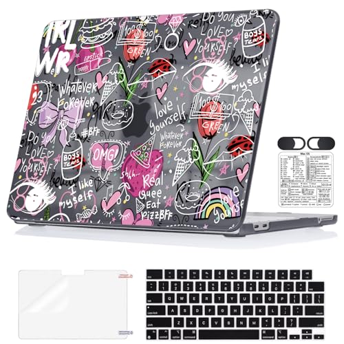 Graffiti Pattern Clear Black Case for 2026 MacBook Neo 13 Inch A3404 - color: Graffiti