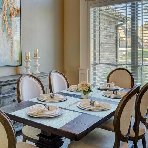 Druable Placemats Set of 4, Plastic Heat-Resistant Non-Slip Vinyl Place Mats Washable Easy to Clean Indoor Outdoor (18"x12", Blue) - color: Rhombic: Blue, size: 4 Placemats