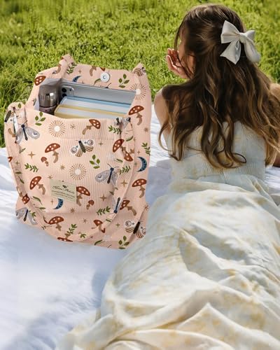Miss Adola Corduroy Tote Bag for Women Cute Design - color: Mushroom Butterfly