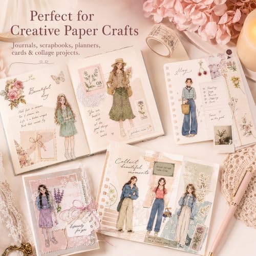 Women Character Sticker Book for Journaling, 50 Sheets PET Stickers - color: 50 Sheets Girls Sticker Book