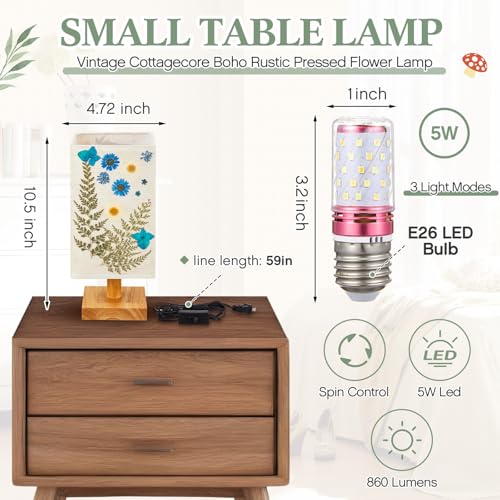 Hortsun Pressed Flower Vintage Table Lamp,Rectangle - color: Rectangle