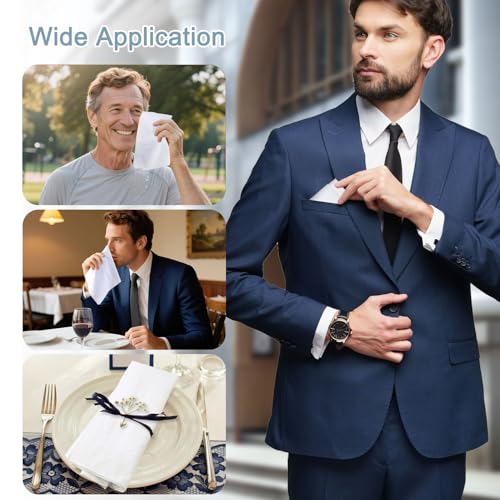 12 Pcs Handkerchiefs for Men, 100% Soft Cotton White Men's Handkerchiefs, Large Classic Hankies for Men