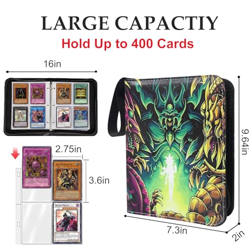 400 Pockets YGO Card Binder, Portable Waterproof PU Storage Album,D486 - color: YGO-400