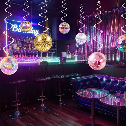 40 Pack Disco Hanging Decorations – Retro Dance Birthday Decorations for Girls, Disco Party Supplies and Groovy 70s Theme Decor