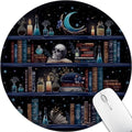 Hancynir Book Skull Funny Round Mouse Pad, Small Mousepad for Office Desk - color: Books Cat Skull