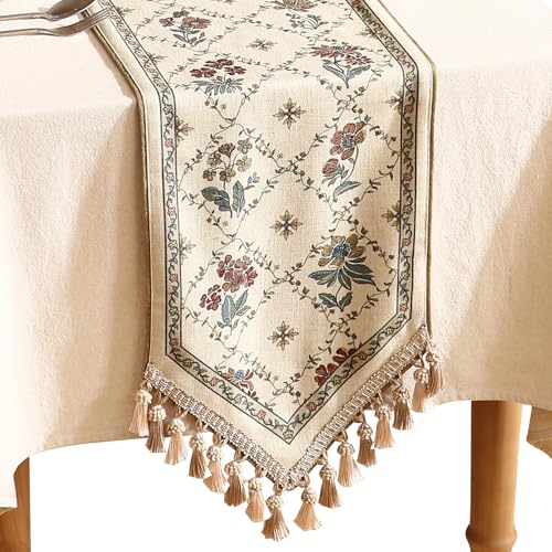 Patdrea Designer French Elegant Linen Table Runner,12"X118"-Audrey A - color: Audrey a Linen, size: 12"*118"