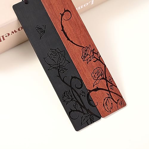 Cute Bookmarks for Women, Pretty Flower Bookmarks Rose Wooden Book Markers for Women, Bookish Gifts (Rose) - style: Rose