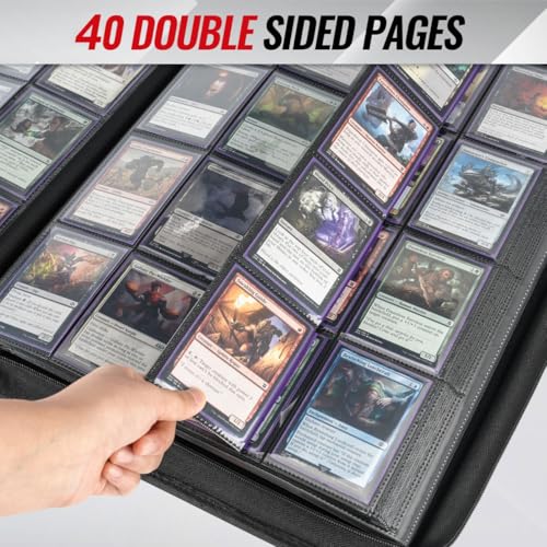 16-Pocket Zipper Binder for 1280 Trading Cards with 40 Side-Loading Pages - size: L