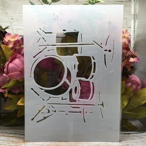 TIAMECH A4 Reusable Musical Instrument Band Drum Stencil for Painting - style: Band Drum