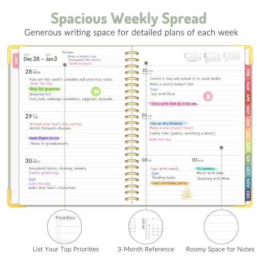 Forvencer 2027 Planner Weekly and Monthly, Hardcover Calendar Planner, A5 - color: Off-white, size: 6.3"x8.4" (Jan 2027 - Dec 2027)