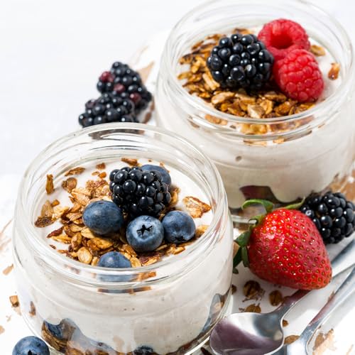 SHOWIN Overnight Oats Containers with Lids, 10oz Glass Jars with Lids 4 pcs, Creamy Beige, Wide Mouth Mason jars for Salad, Yogurt, Snacks, Meal Prep - color: Creamy Beige, size: 10oz-4pc
