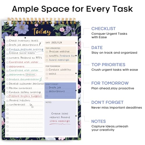 Taja To Do List Notepad, Undated Daily Planner for Work and Goal Setting - color: x-Blue Meadow, size: 1 Pack