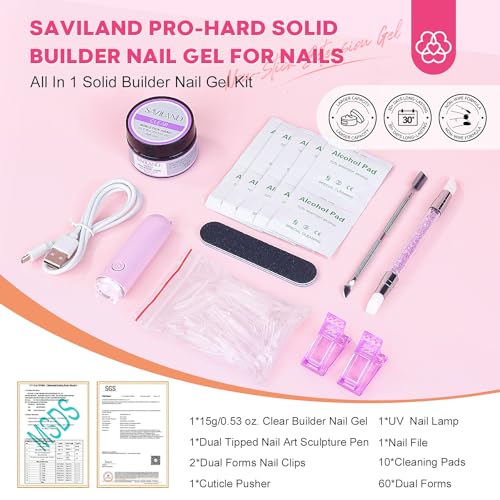 SAVILAND Solid Builder Nail Gel with U V Lamp for 3D Carving & Extension - size: 9pcs