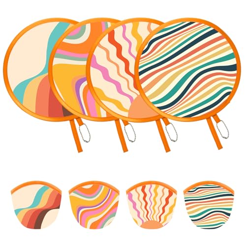 Round Foldable Hand Fans, Style Handheld Fans Cooling Foldable, Round Japanese Folding Fans Handheld for Indoor Outdoor Travel, Events, Festival, Party Decoration (Heat Lines) - color: Heat Lines