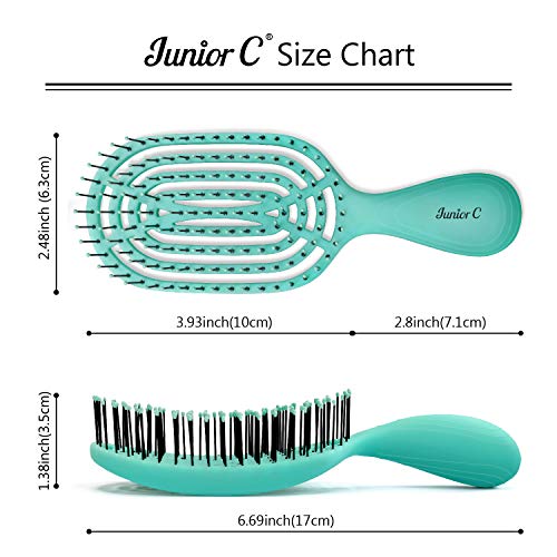 NuWay 4Hair® Junior C® - Compact Size Professional Curved Hairbrush - Vented Design Delivers Smoothing And Volumizing Quick Dry - Heat Resistant Bristles For Dry & Wet all hair types- Aqua - 1 Pc - color: Aqua