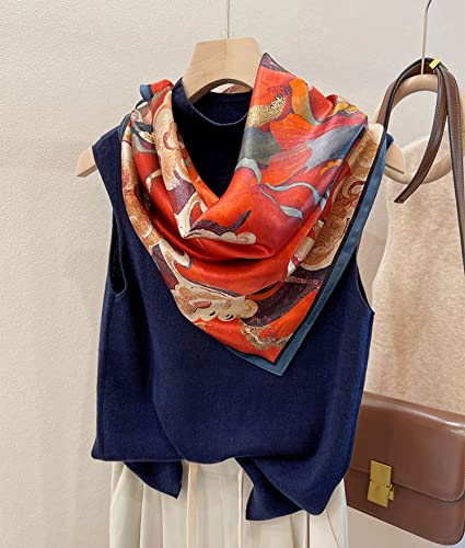 100% Mulberry Silk Scarf - 25.6" Square Neckerchief & Headscarf Gift Packed - color: Deep Red