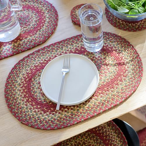 Homespice Cider Barn Jute Braided Placemats, Oval 13x19 Set of 4 - color: Cider Barn