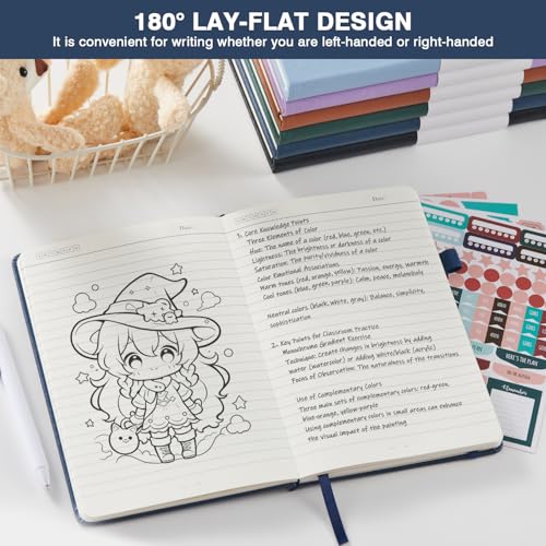Lined Journal Notebook, with Pen, Leather Hardcover, A5 (5.7"x8.4"), 3 Pack, for Women Men, Work, Writing, Travel - color: Blue_brown_black, size: A5