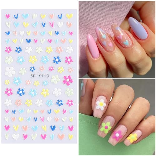 Flower Nail Stickers for Nail Art Colorful Nail Decals for Women - color: Colorful-01