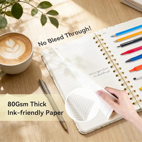 Lined Spiral Journal Notebook for Work A5, 160 Pages, Leaves - color: Leaves