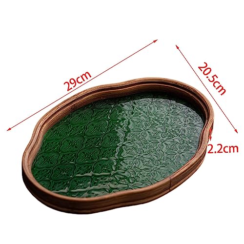 Begonia Flower Glass Tray Storage Tray Holder Storage Tea Cup Decorative Tray, Green Small - color: Green Small