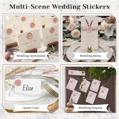 60 Pcs Wax Seal Stickers Set (3 Designs in 1 Pack) - Adhesive Backed Elegant Floral Designs for Wedding Invitation Envelope Seal Stickers Gift Wrapping (Dusty Pink) - color: Dusty Pink