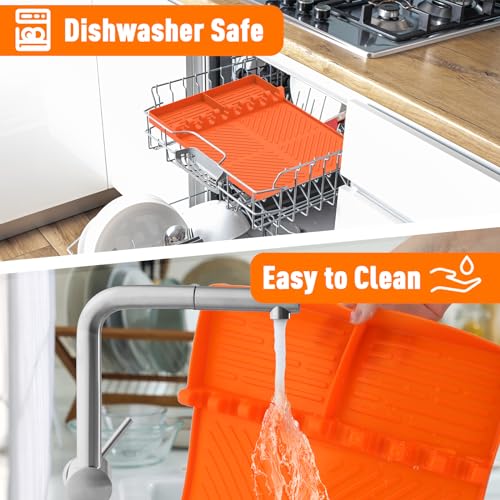 Silicone Grill Mat Compatible with Blackstone, BBQ Griddle Tool - color: Orange