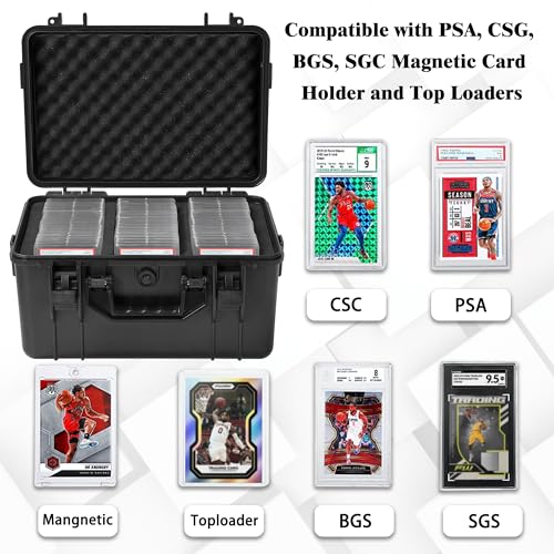 Graded Card Case, Waterproof Trading Card Storage Box for Card Slab - size: L (holds 72+ Graded Cards-waterproof)