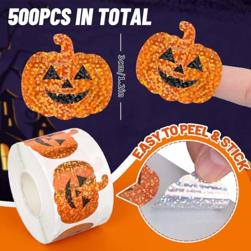 Pumpkin Face Roll Stickers Halloween Decor Label Stickers for Crafts Party - style: Pumpkin Face