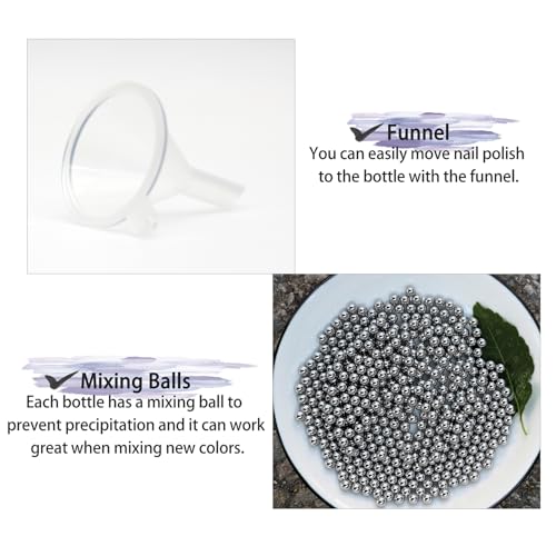 Nail Art Liner Empty Bottles 7ML, 6 Pack Empty Blooming Nail Polish Bottles with Brush & Mixing Balls & Funnels for Nail Decoration DIY Art (Not for Gel) (WHITE) - color: WHITE