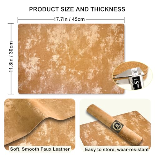 Faux Leather Placemats Set of 6, 11.8"x17.7", Apricot - color: Apricot, size: Set of 6