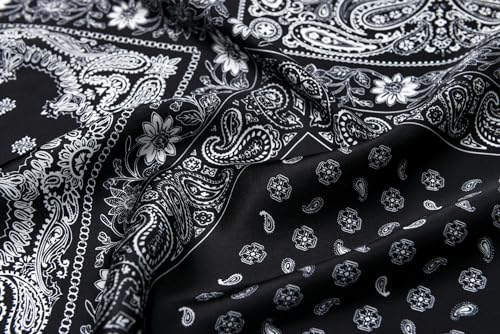 100% Mulberry Silk Scarf - 25.6" Square Neckerchief & Headscarf Gift Packed - color: Black-5